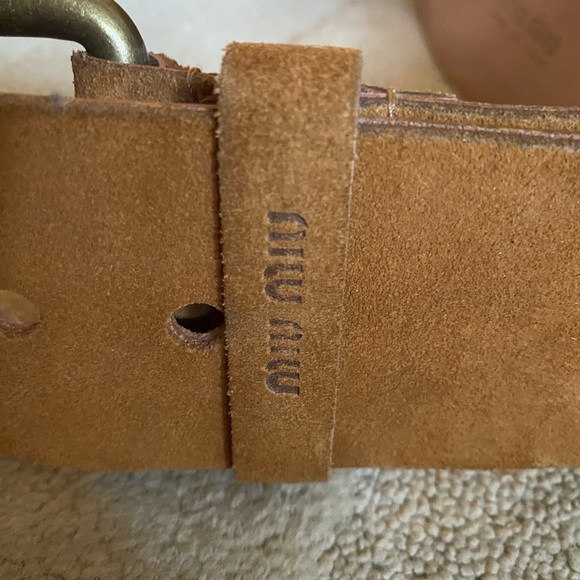 Miu miu suede finish leather belt with brass hardware - Picture 4 of 8